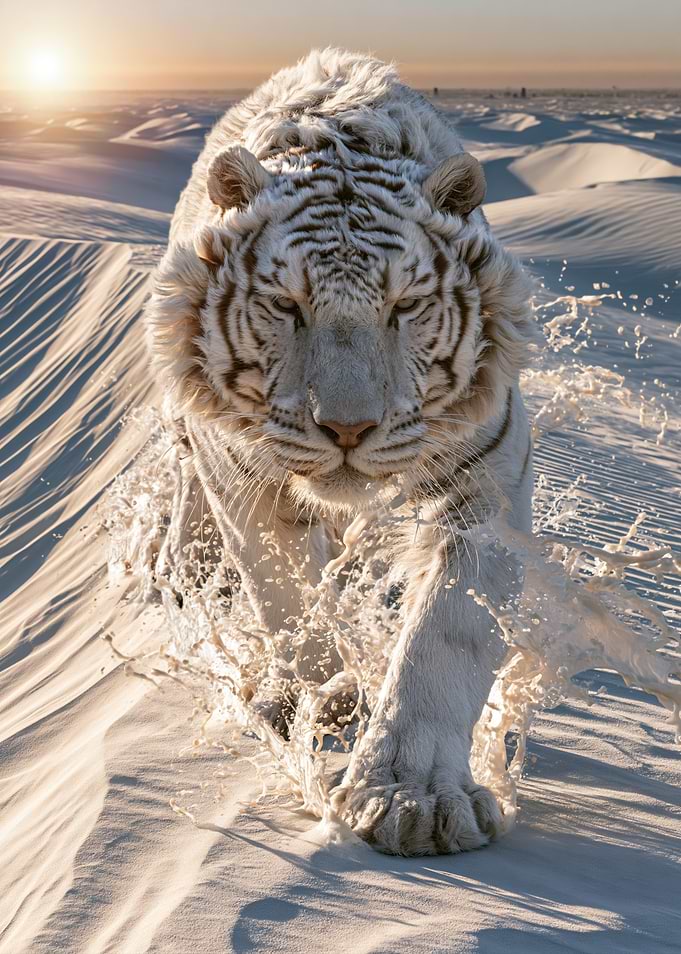 Majestic White Tiger in Desert