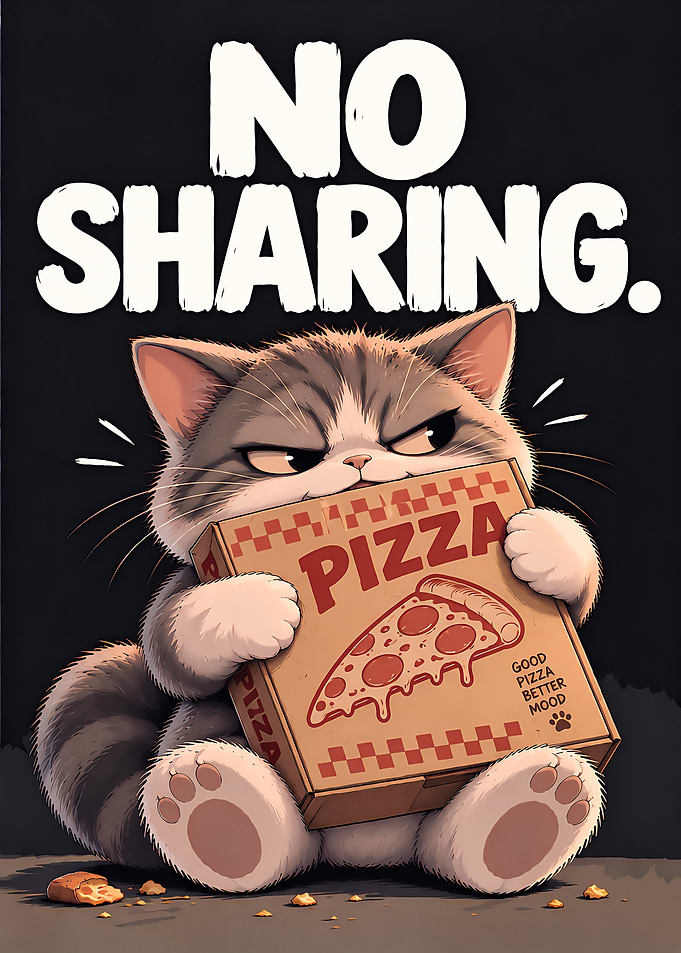 Grumpy Cat Holding Pizza Box