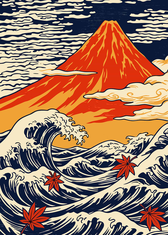 Mount Fuji and Great Wave Art