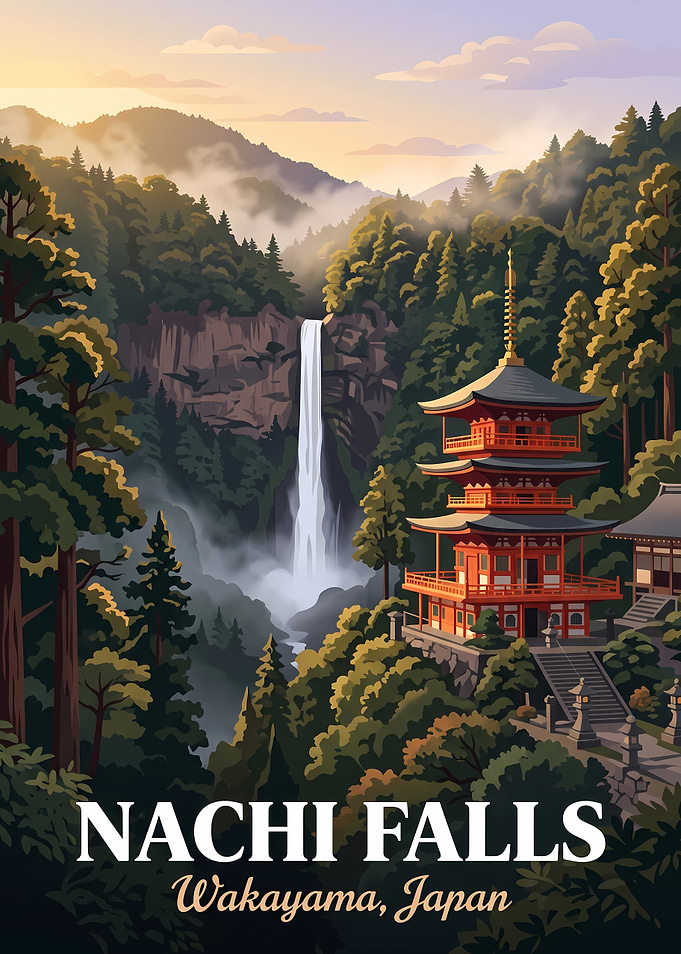 Nachi Falls Travel Poster