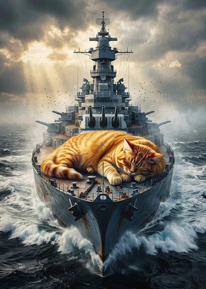 Giant Cat Battleship Epic Art
