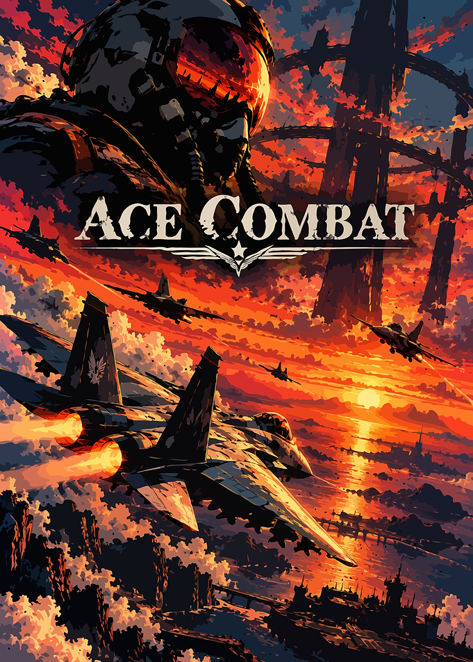 Ace Combat Fighter Jet Sunset Poster