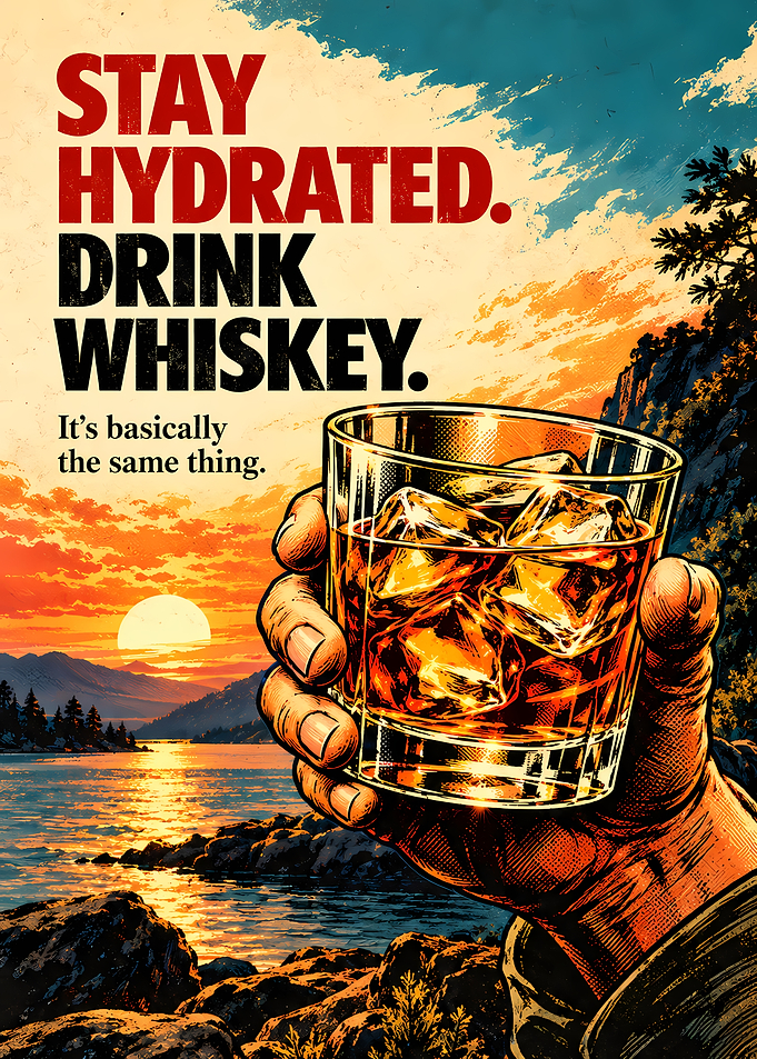 Stay Hydrated Drink Whiskey Poster
