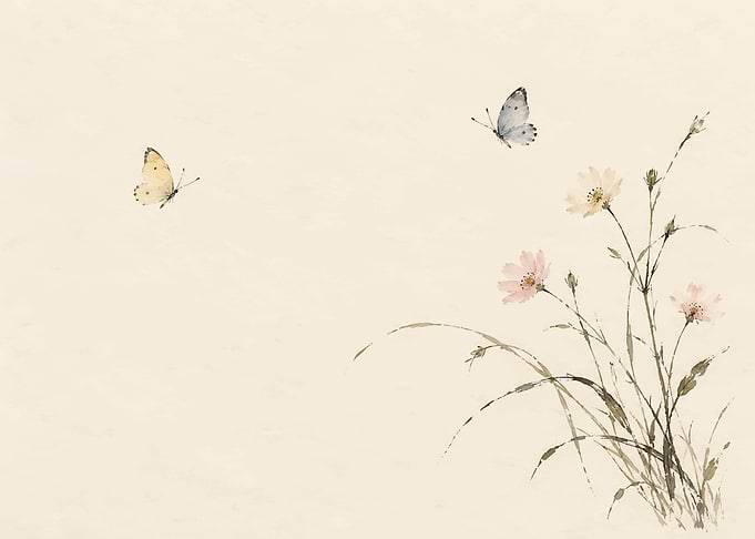 Watercolor Butterflies and Wildflowers