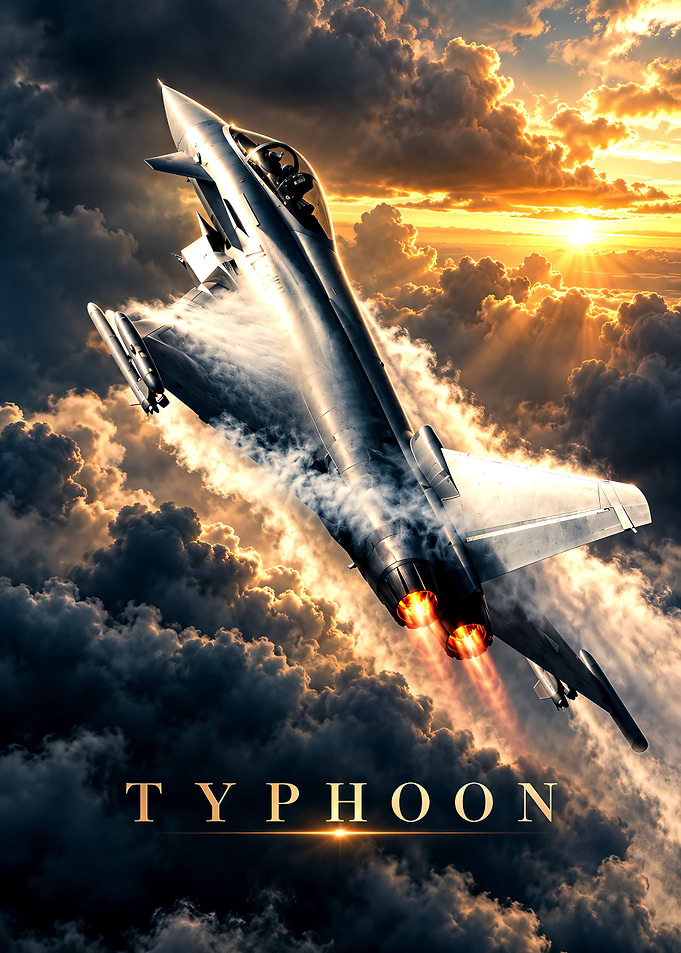 Eurofighter Typhoon Jet in Sunset Clouds