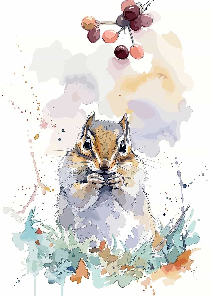 Watercolor Chipmunk Illustration