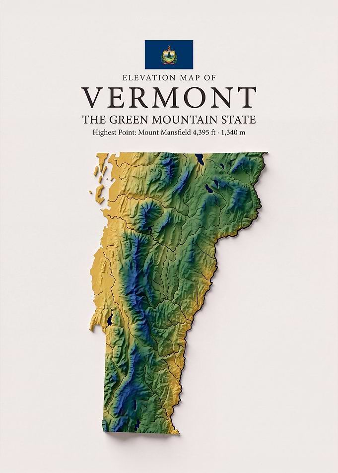 Elevation Map of Vermont