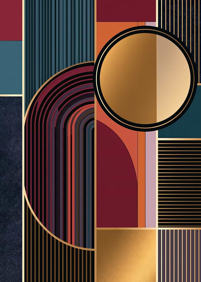 Abstract Geometric Art with Gold Accents