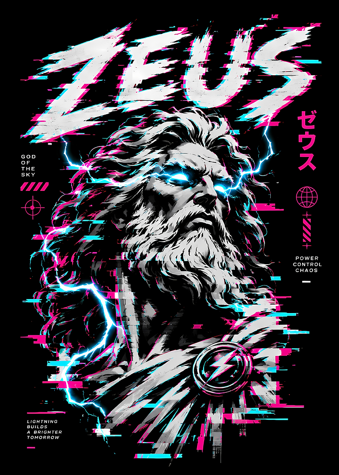 Glitch Art Zeus God of Sky