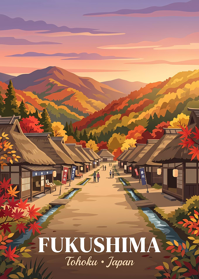 Fukushima Tohoku Japan Travel Poster