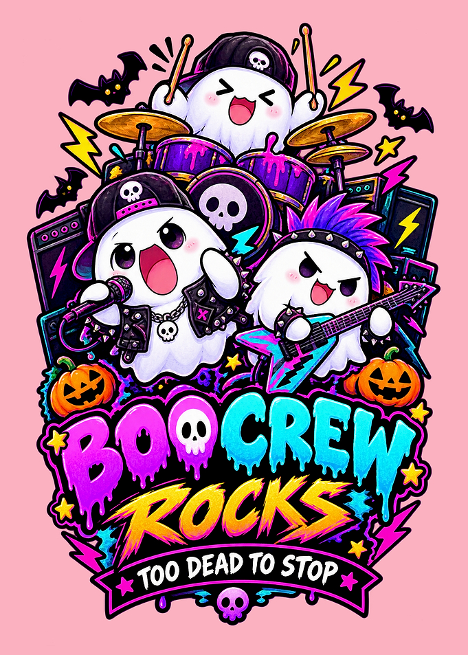 Boo Crew Rocks Halloween Band Illustration