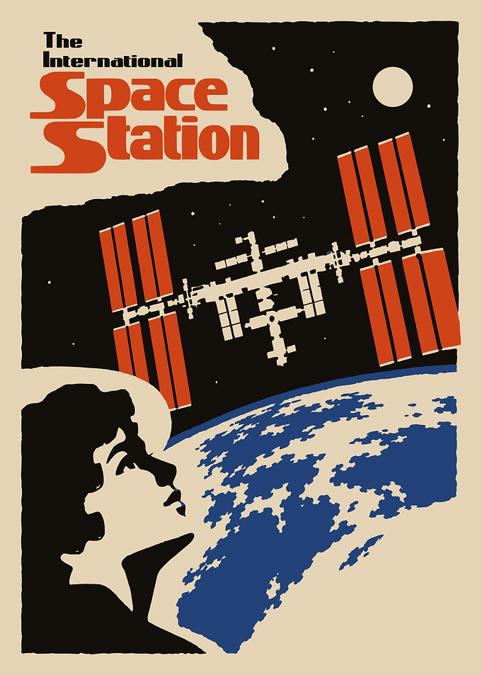 International Space Station Retro Poster