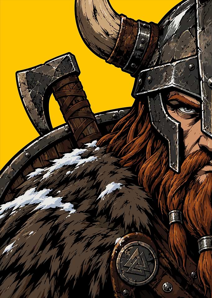 Pixel Art Viking Warrior Portrait