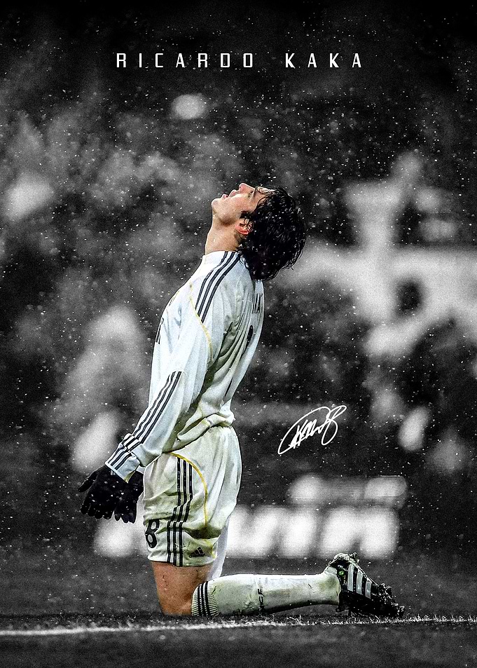Ricardo Kaka Kneeling in Rain