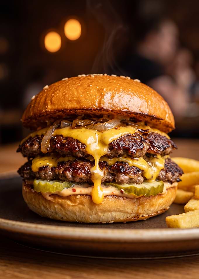 Double Cheeseburger with Melted Cheese