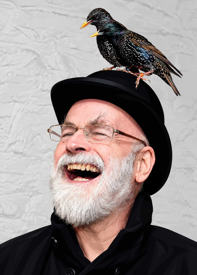 Laughing Man with Starling on Hat
