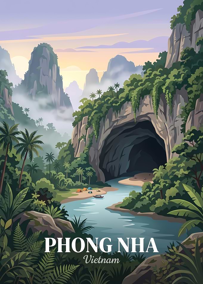 Phong Nha Vietnam Travel Poster