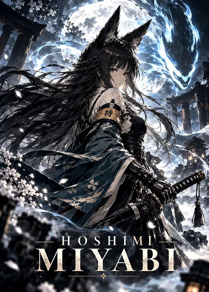 Hoshimi Miyabi Anime Warrior Poster