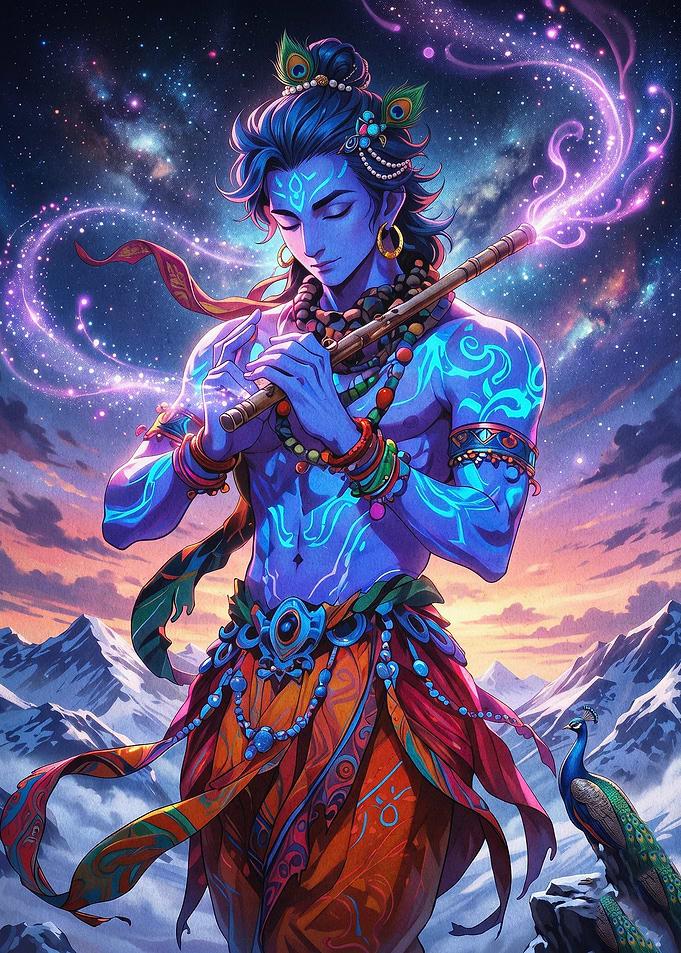 Krishna Flute Cosmic Fantasy Art