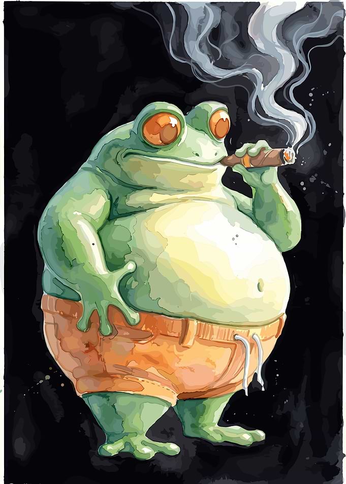 Cool Frog Smoking a Cigar