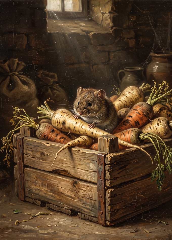 Little Mouse in a Vegetable Crate