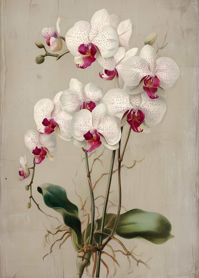 Elegant White and Magenta Orchid Painting