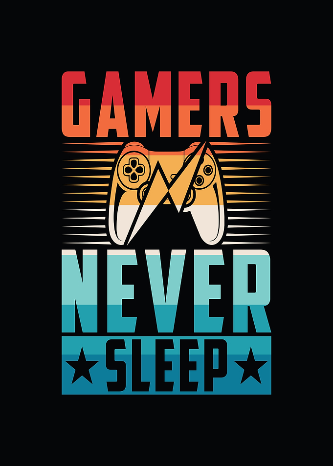 Gamers Never Sleep Retro Gaming Design