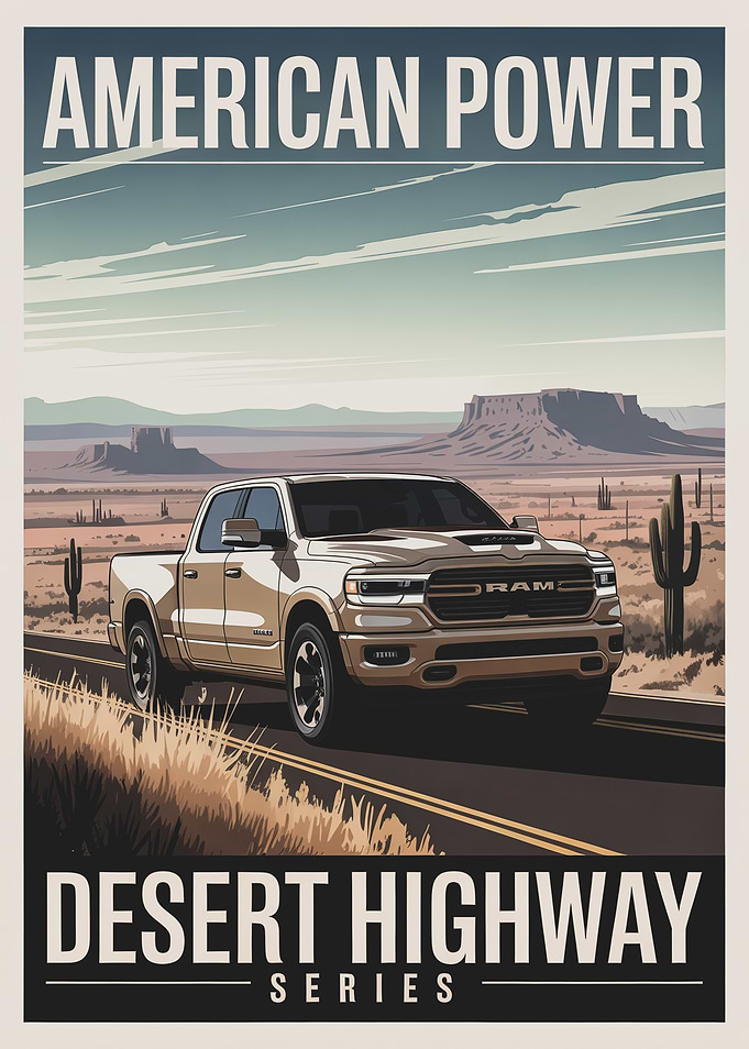 Ram Truck Desert Highway Poster