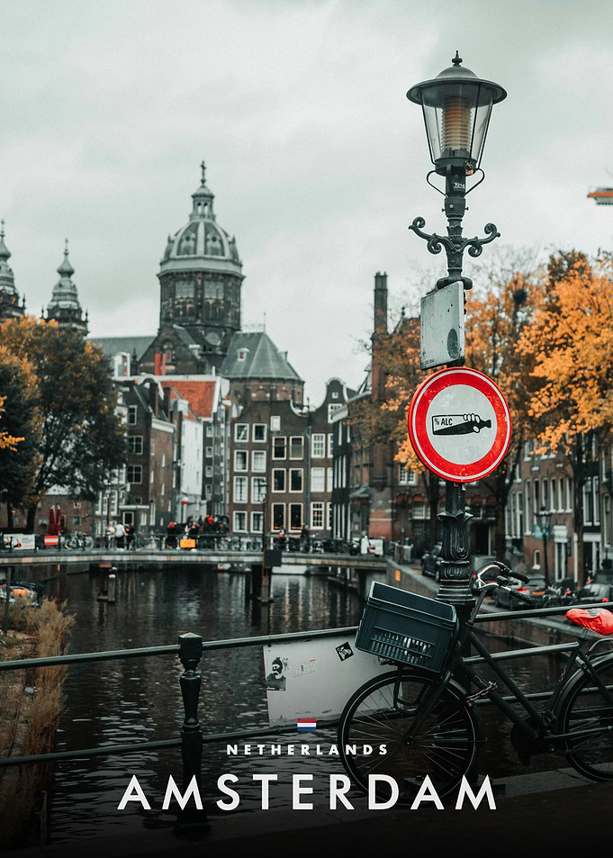 Amsterdam Canal Scene with Bicycle