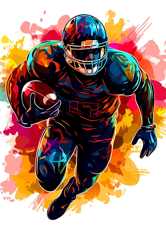 Colorful American Football Player Illustration