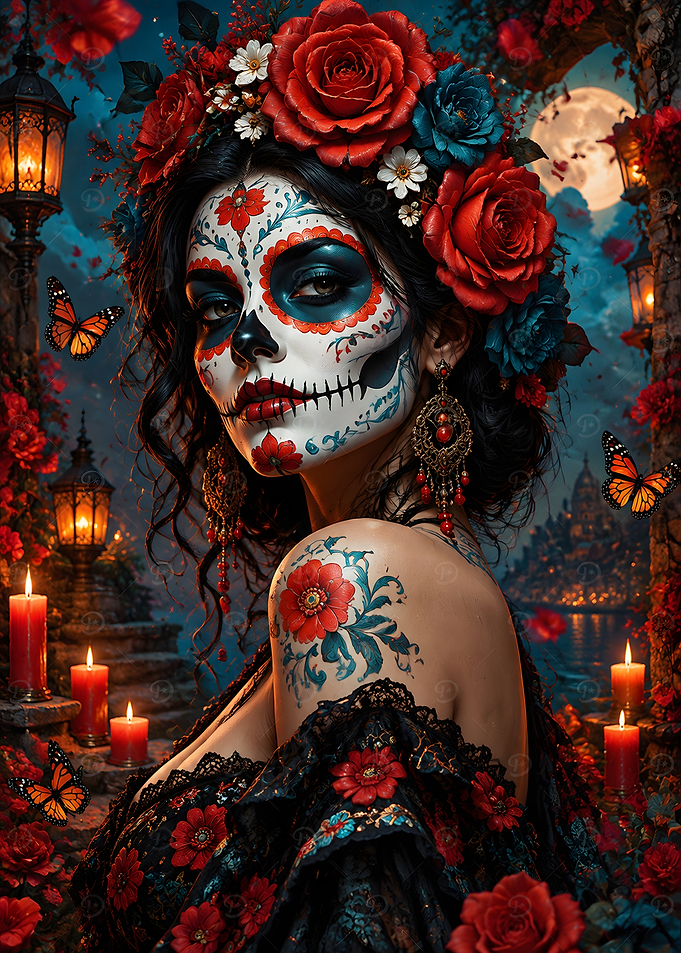 Dia de los Muertos Floral Portrait