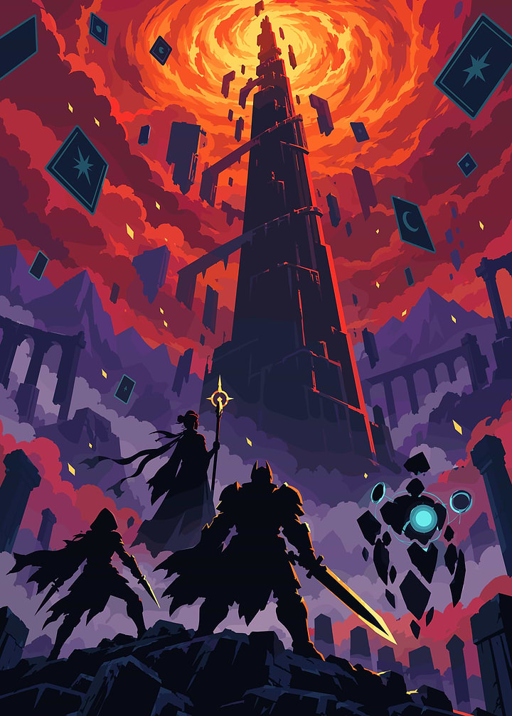 Fantasy Heroes Facing Dark Tower