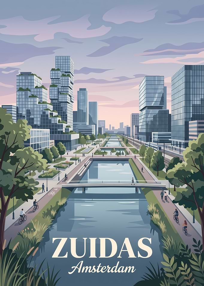 Zuidas Amsterdam Travel Poster