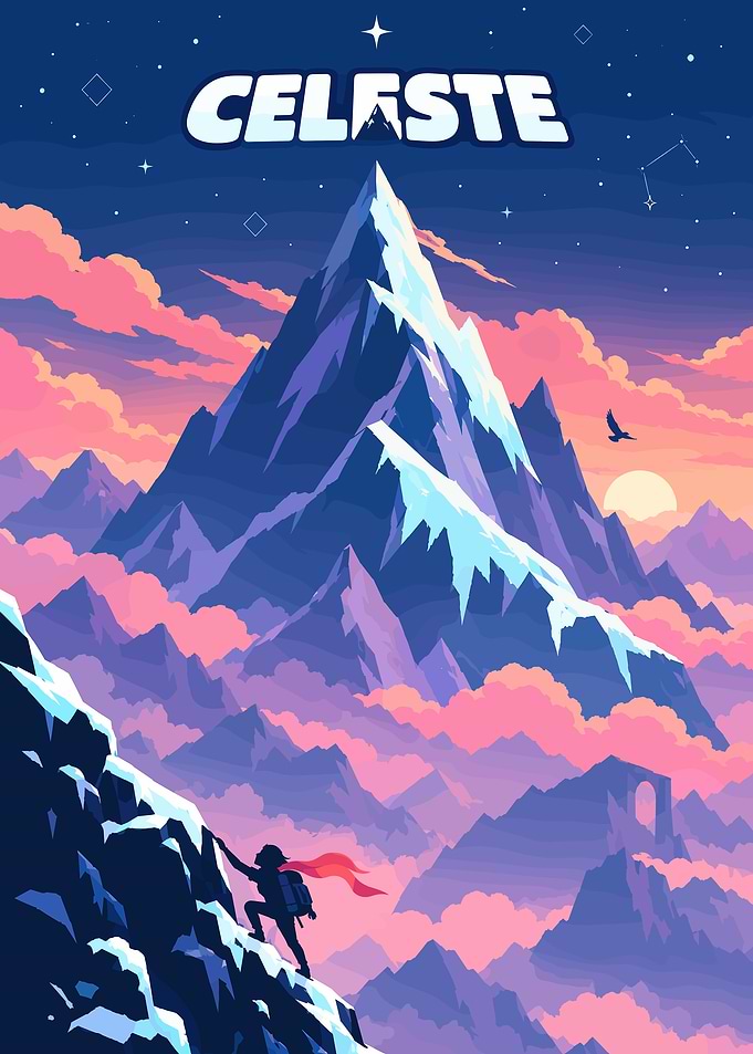 Celeste Mountain Climbing Poster