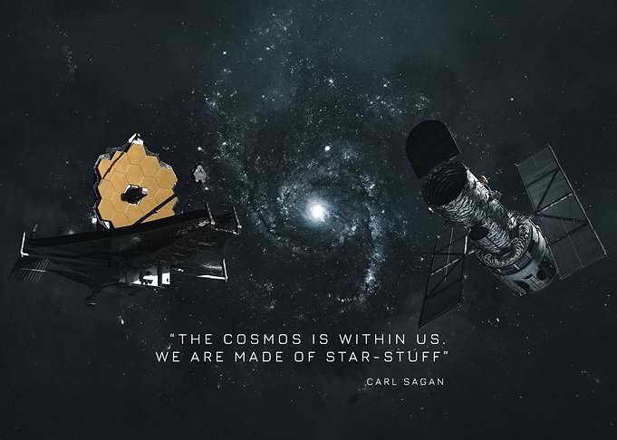 James Webb and Hubble Space Telescopes