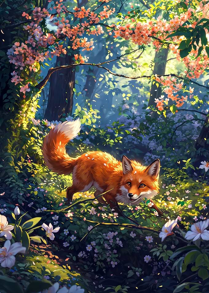 Fox in a Magical Forest