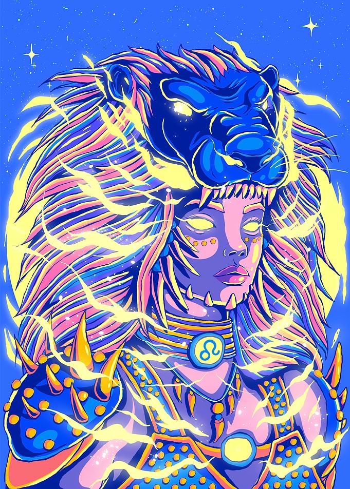 Leo Zodiac Warrior Digital Art