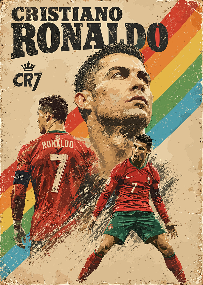 Cristiano Ronaldo Vintage Style Poster