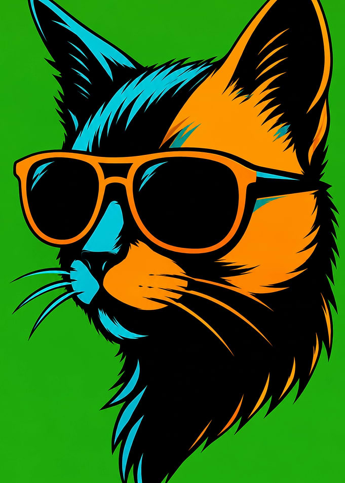 Cool Cat with Orange Sunglasses