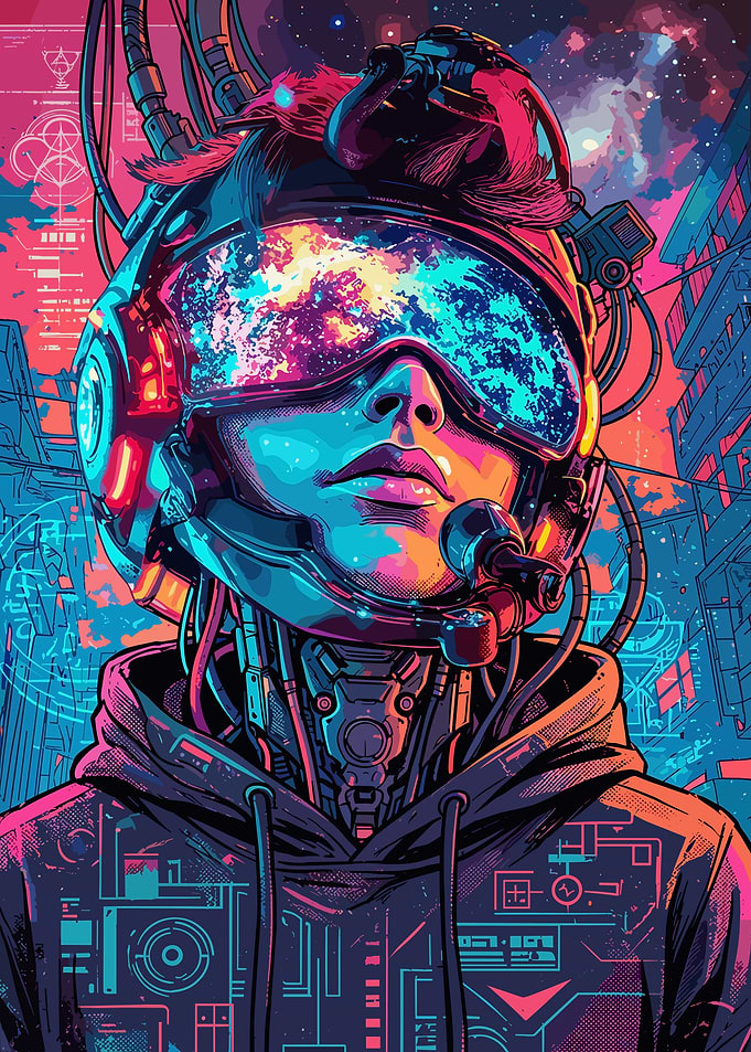 Cyberpunk Astronaut in Neon City
