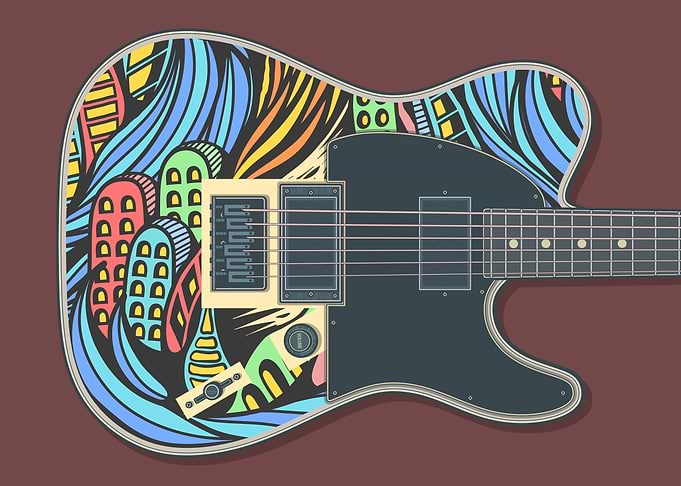 Abstract Colorful Electric Guitar Illustration