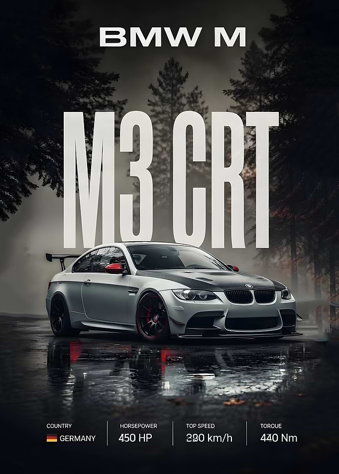 BMW M3 CRT Performance Poster