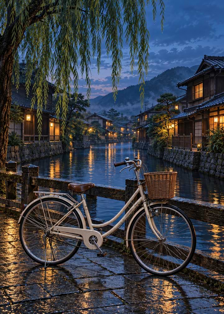 Bicycle by a Japanese Canal