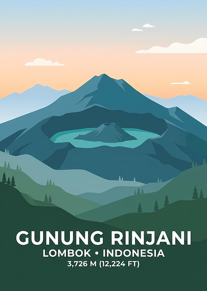 Gunung Rinjani Lombok Travel Poster