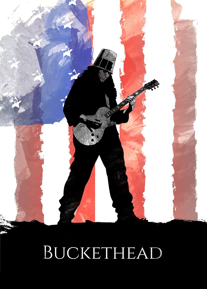 Buckethead Guitarist American Flag Poster