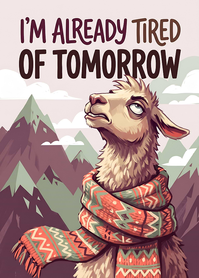 Relatable Tired Llama Humorous Gallery Print