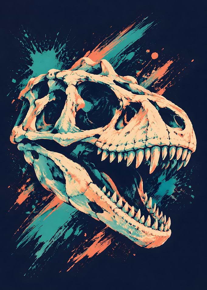 T-Rex Skull Artistic Illustration