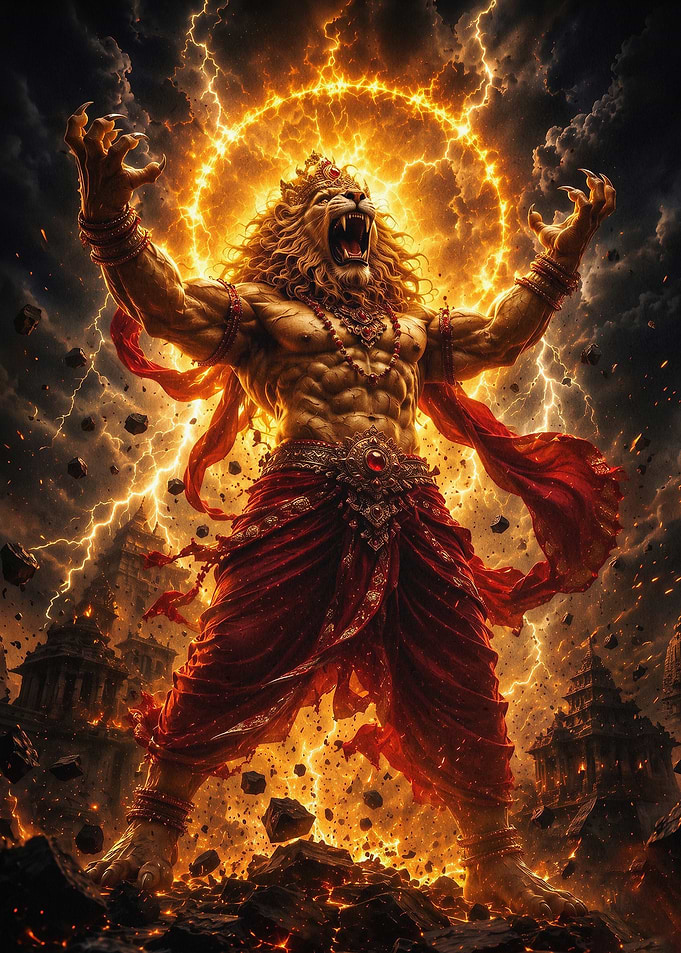 Narasimha Deity Epic Fantasy Art
