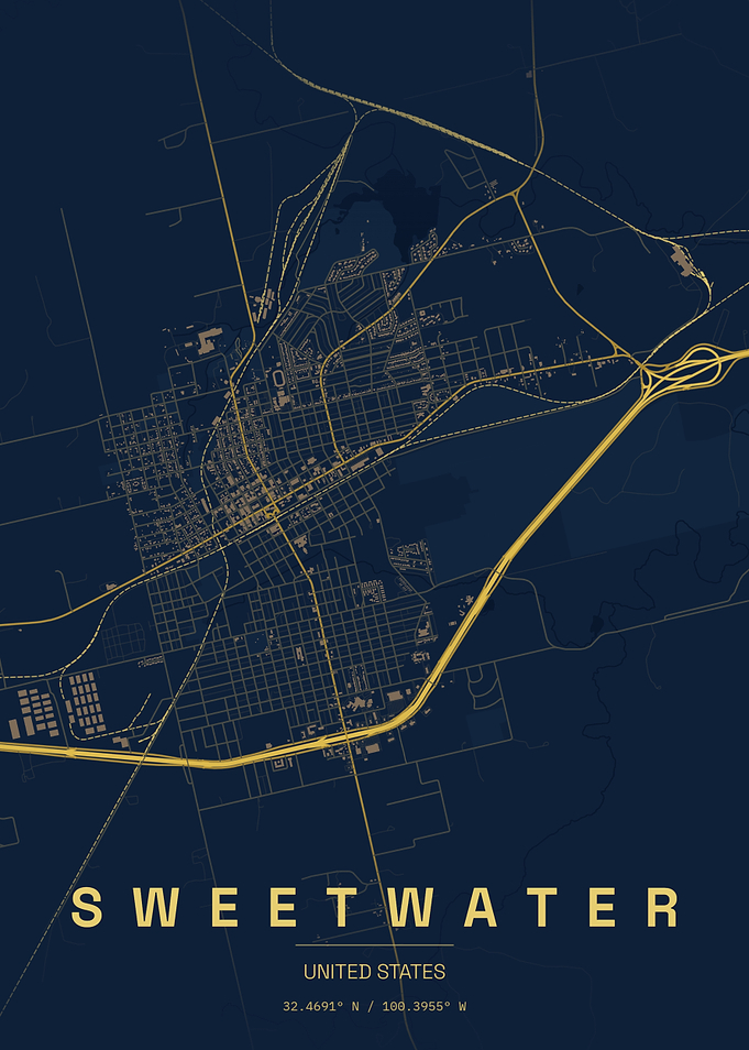Sweetwater Texas Minimalist Map Poster