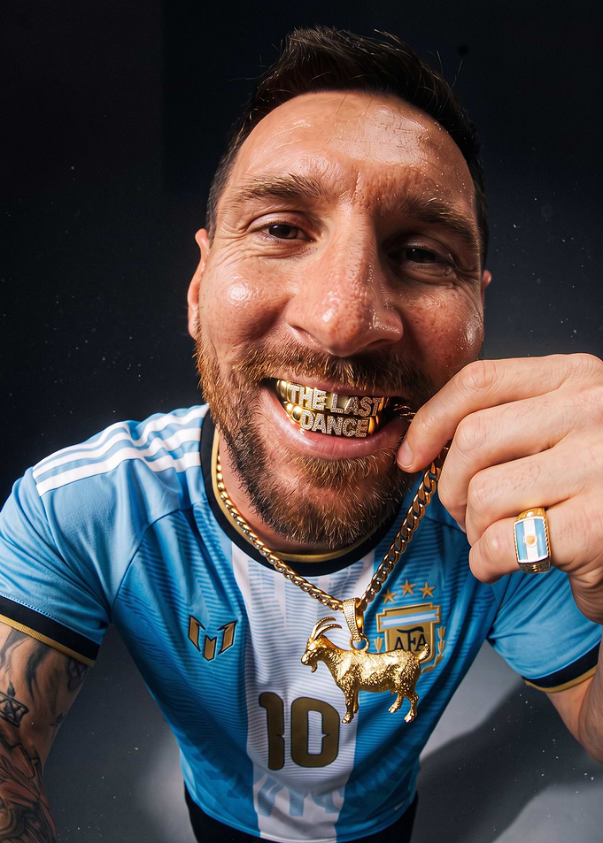 Lionel Messi Wearing GOAT Jewelry